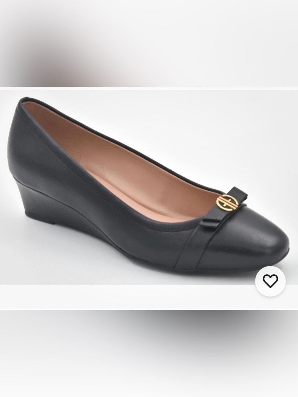 Cole Haan Women's Go-To Malta Bow Wedges W26394 size 9 D black leather